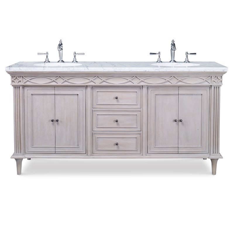 72" Seville Double Sink Chest Bathroom Vanity