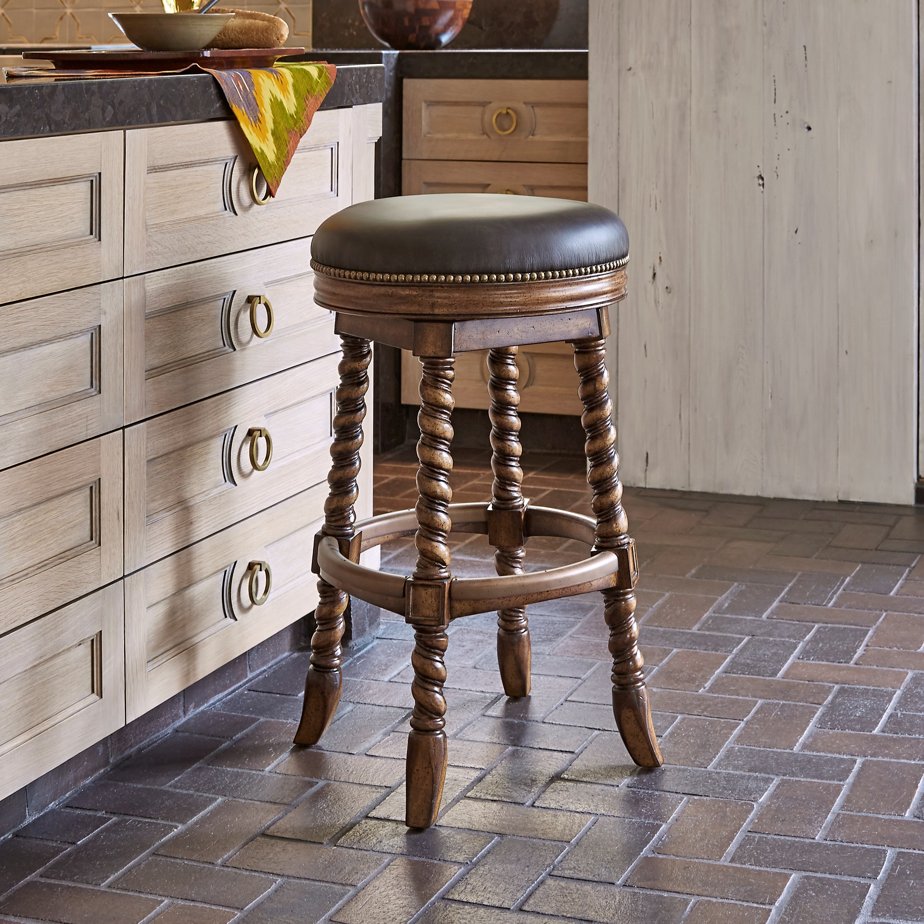 Ambella Home Dawson Swivel Counter Stool Armless Bac